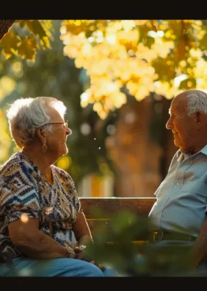 a somber elderly couple receiving a prompt payout from a final expense insurance policy under a peaceful tree.