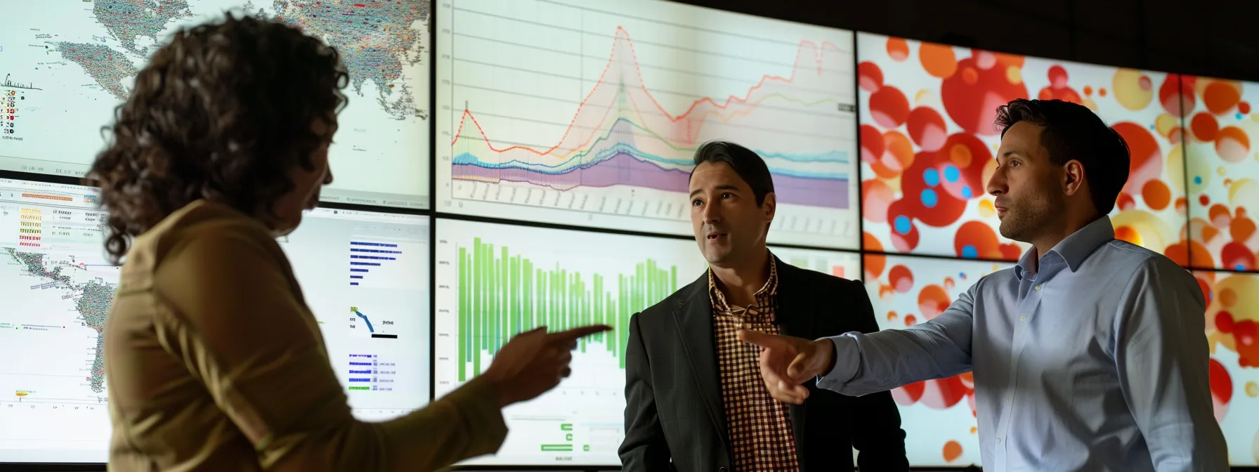 a diverse group of people discussing financial strategies and risk tolerance, surrounded by graphs and charts showcasing long-term growth potential.