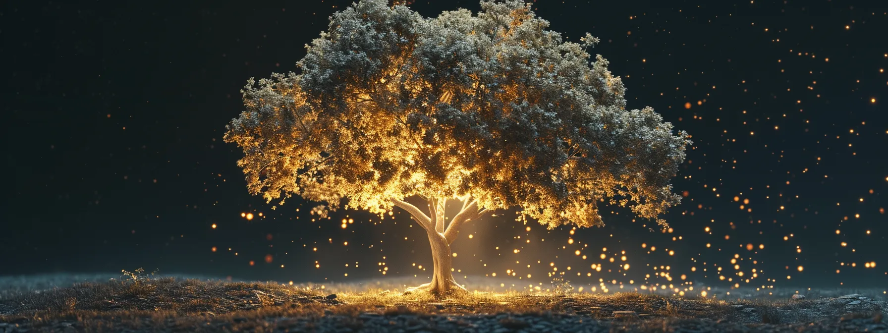 a bright, glowing tree representing the stability and growth of whole life insurance policies.