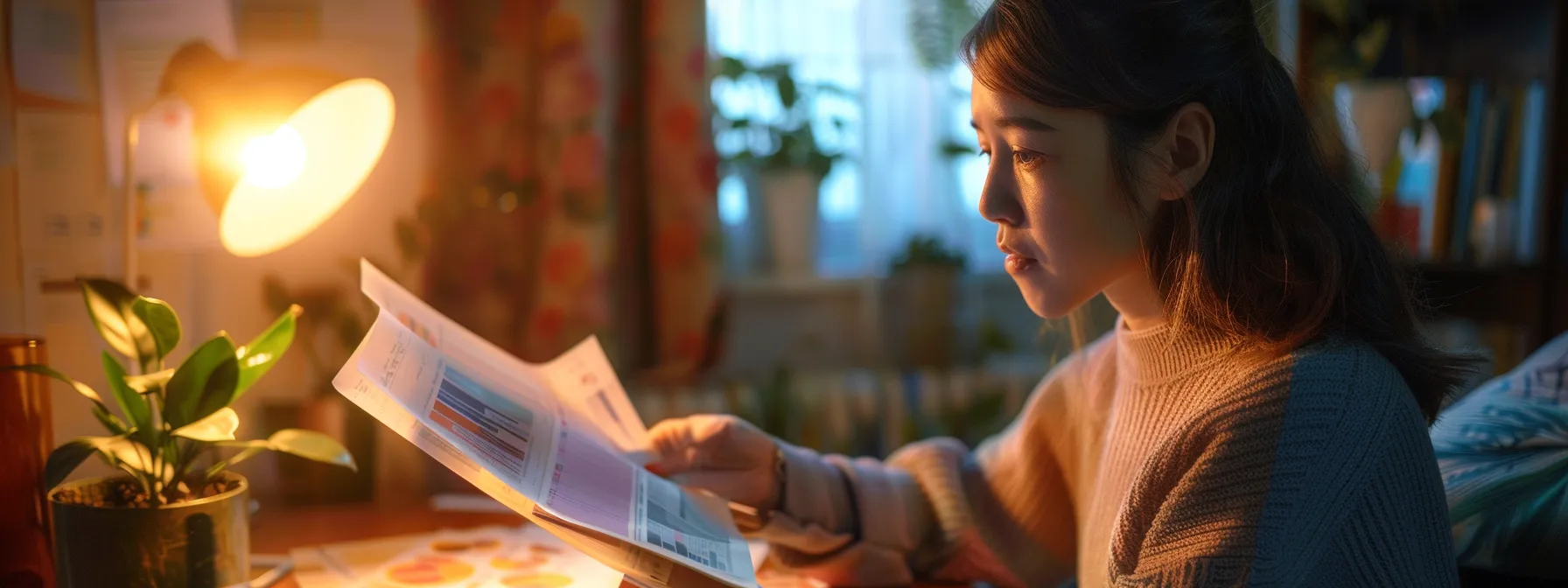 a person carefully comparing different iul policy brochures and rating charts from various insurance providers.