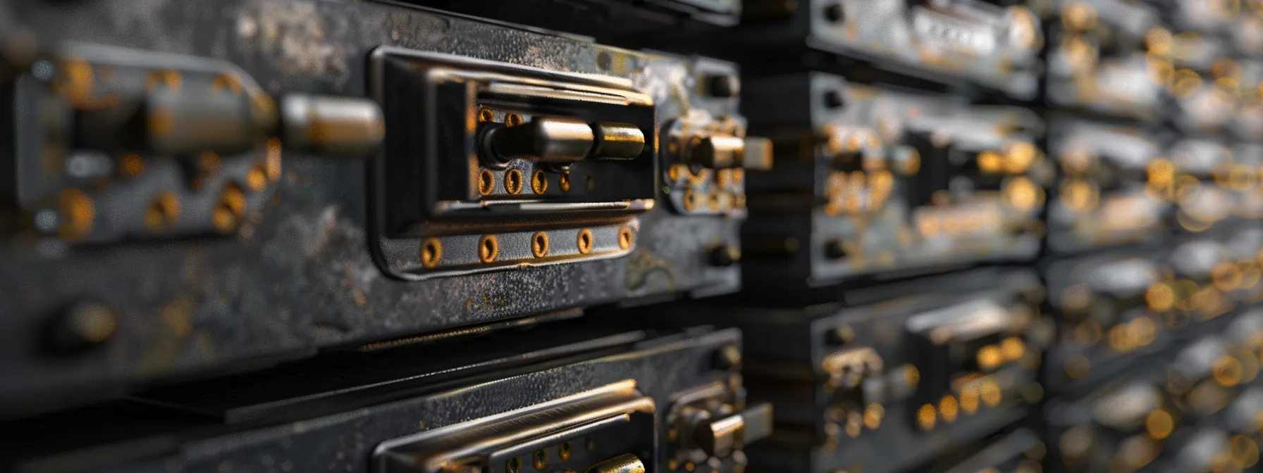 a photo of a stack of sturdy, metallic safes representing the financial strength of insurance providers.