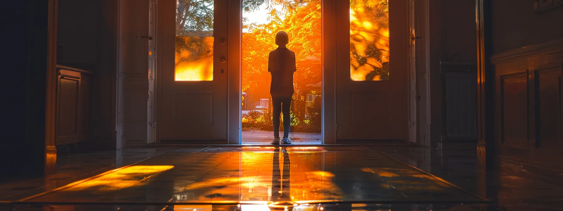 an individual standing confidently in front of a bright, welcoming door, symbolizing the security and protection of term life insurance.