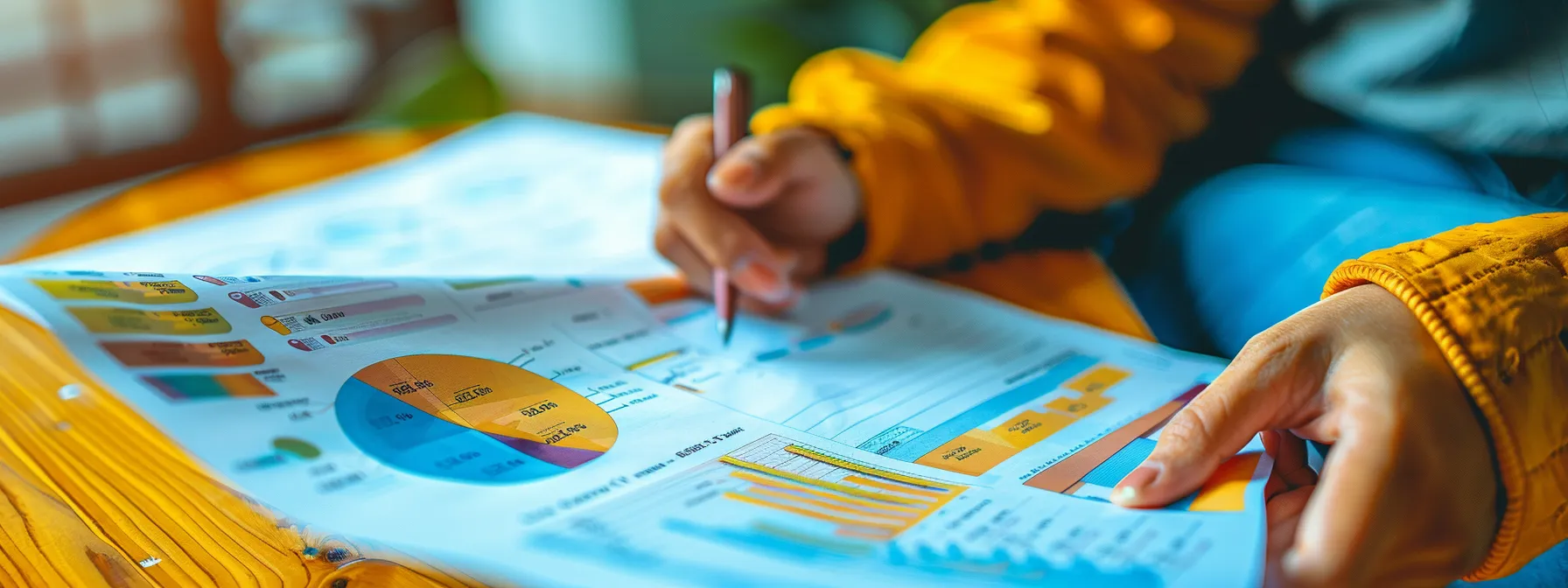 a person examining a personalized whole life insurance policy brochure, with vibrant colors and detailed coverage options displayed.